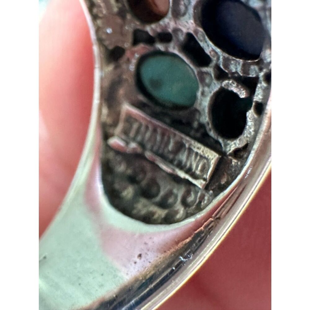 Beautiful Artisan Turquoise Lapis Mother of Pearl Sterling Silver Ring, Size 6 - Picture 4 of 10